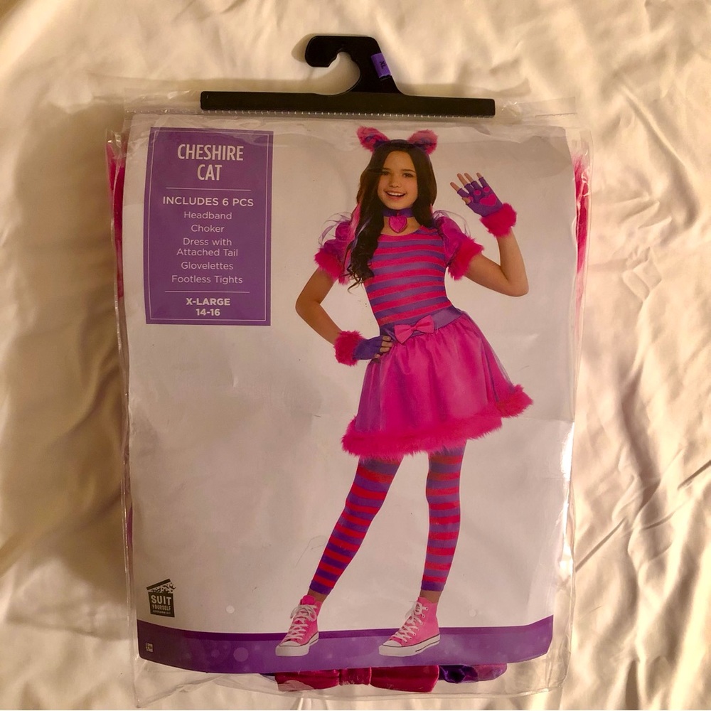 Cheshire Cat Costume Girls Child Halloween,Dress Up Party X-LARGE 14-16